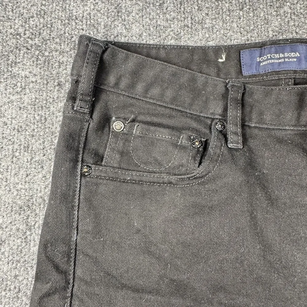 Scotch & Soda Amsterdams Blauw Skim Jeans Mens 31x32 Black Skinny Denim Stretch